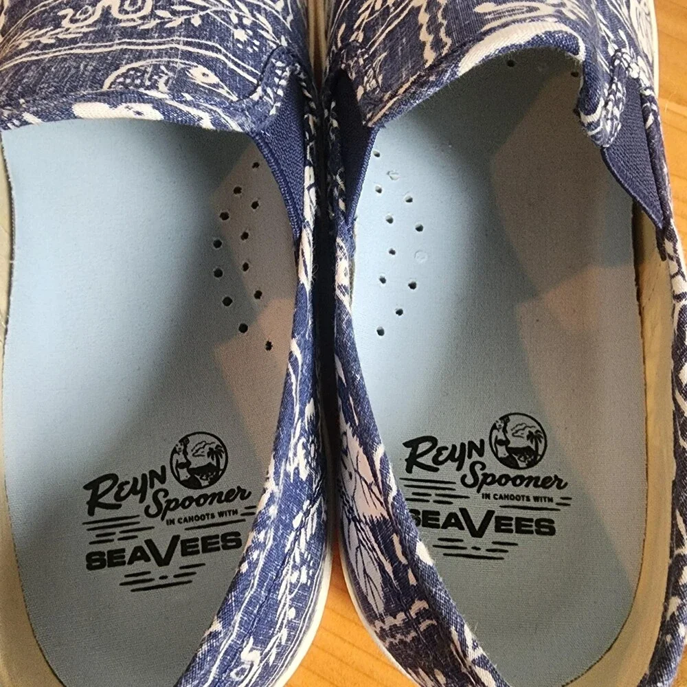 SeaVees Reyn Spooner Baja Shoes Mens Size 9.5 Hawaiian Floral Canvas Slip On